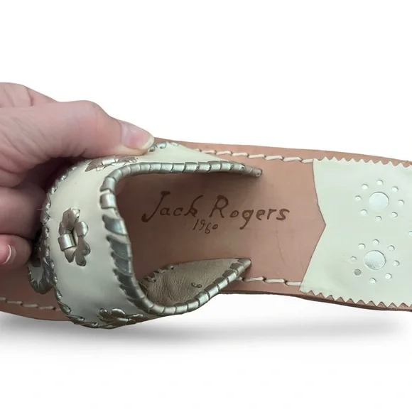 Jack Rogers Cream Leather Sandals - Picture 3 of 4
